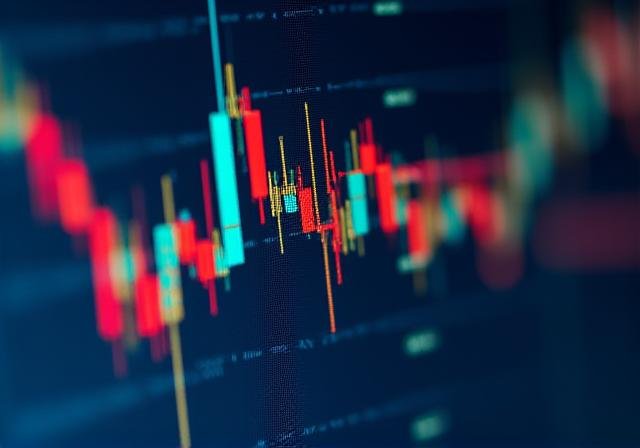 Close up of technical candle patterns on a digital screen