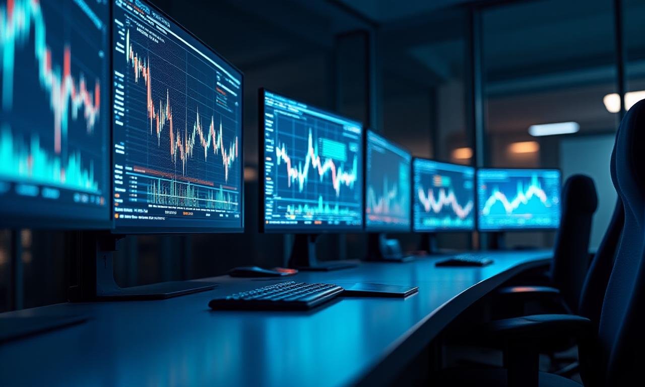 Financial trading screens and data charts background